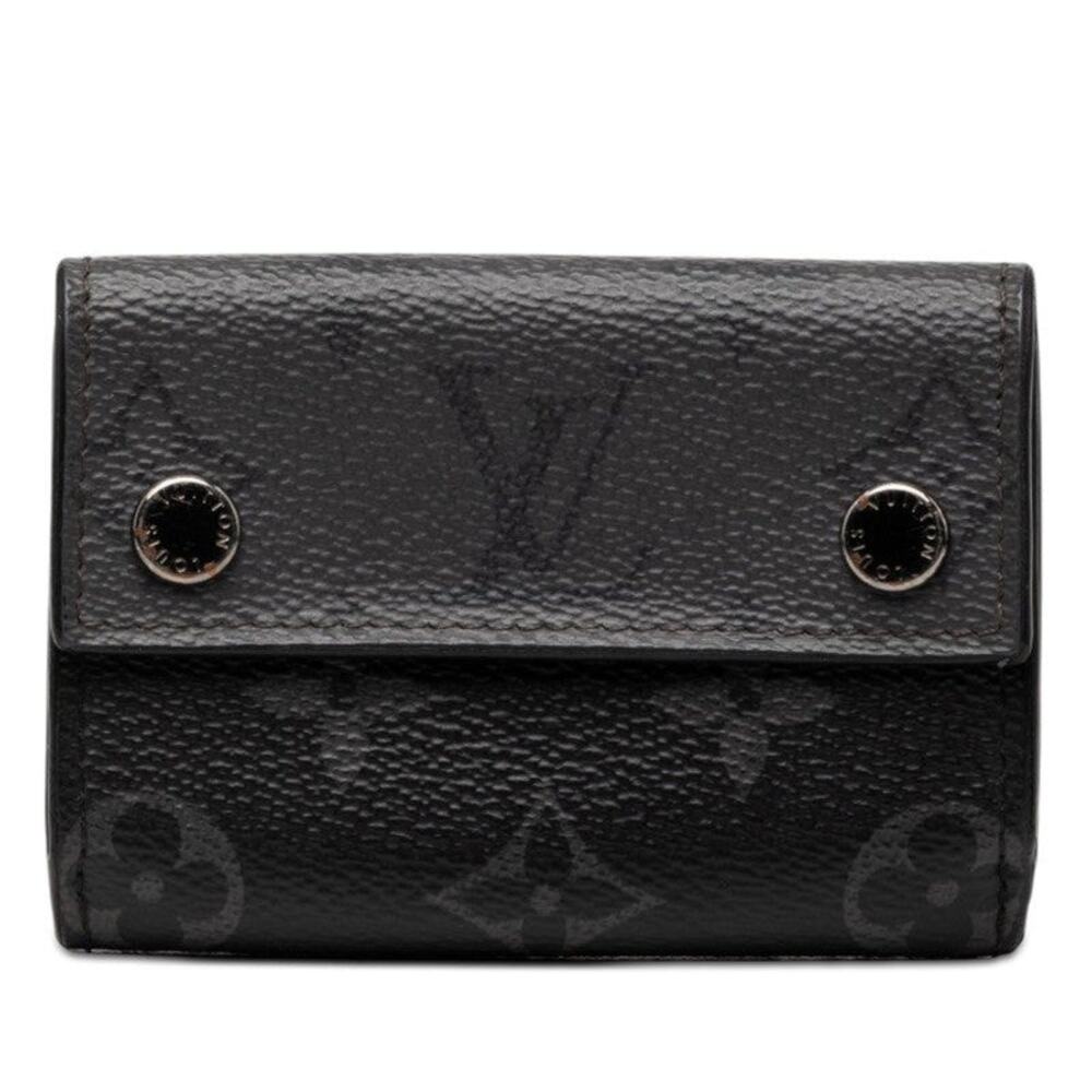 Louis Vuitton Monogram Eclipse Reverse Discovery Compact Wallet Trifold Gray
